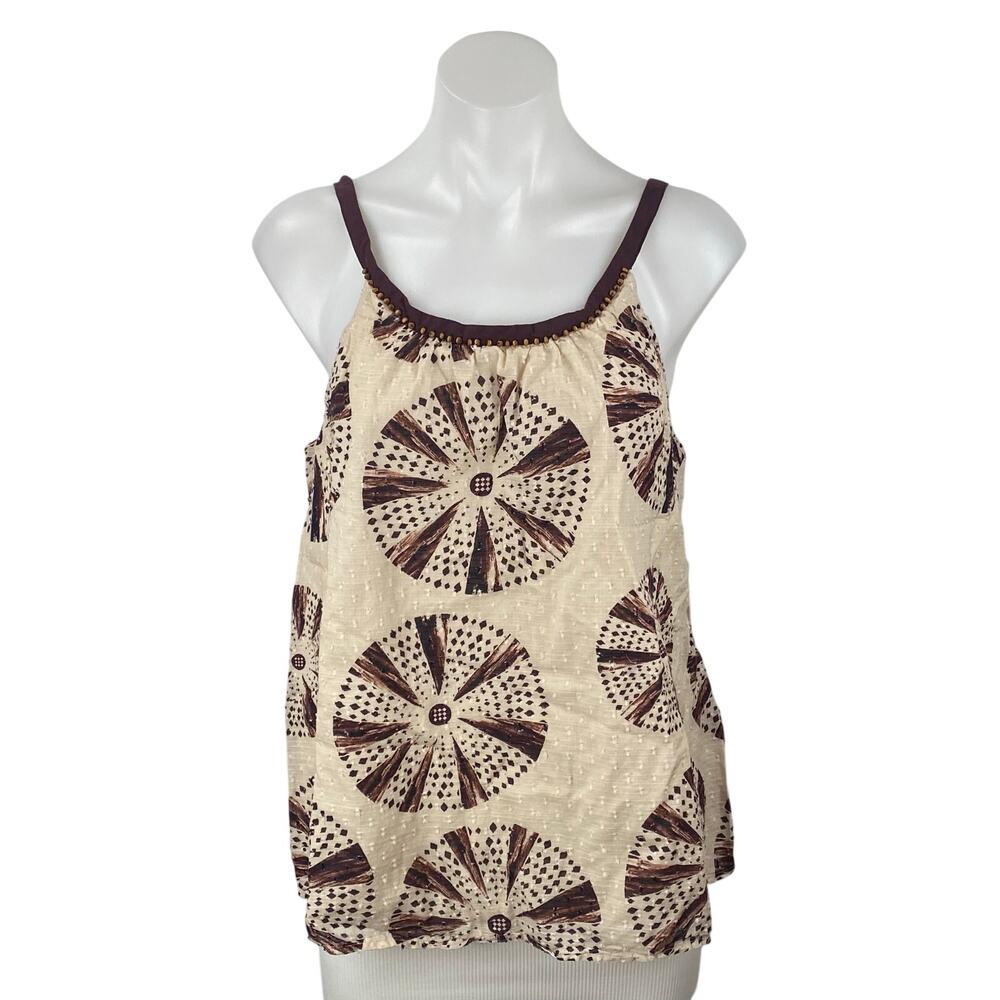 Anthropologie X Forever That Girl Beaded Brown Mandala Tie Dye Cami Tank Top M